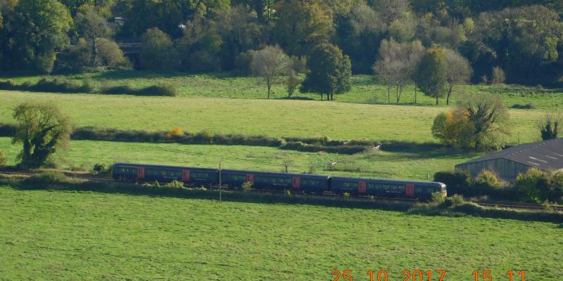 Train travelling along the North Downs Line