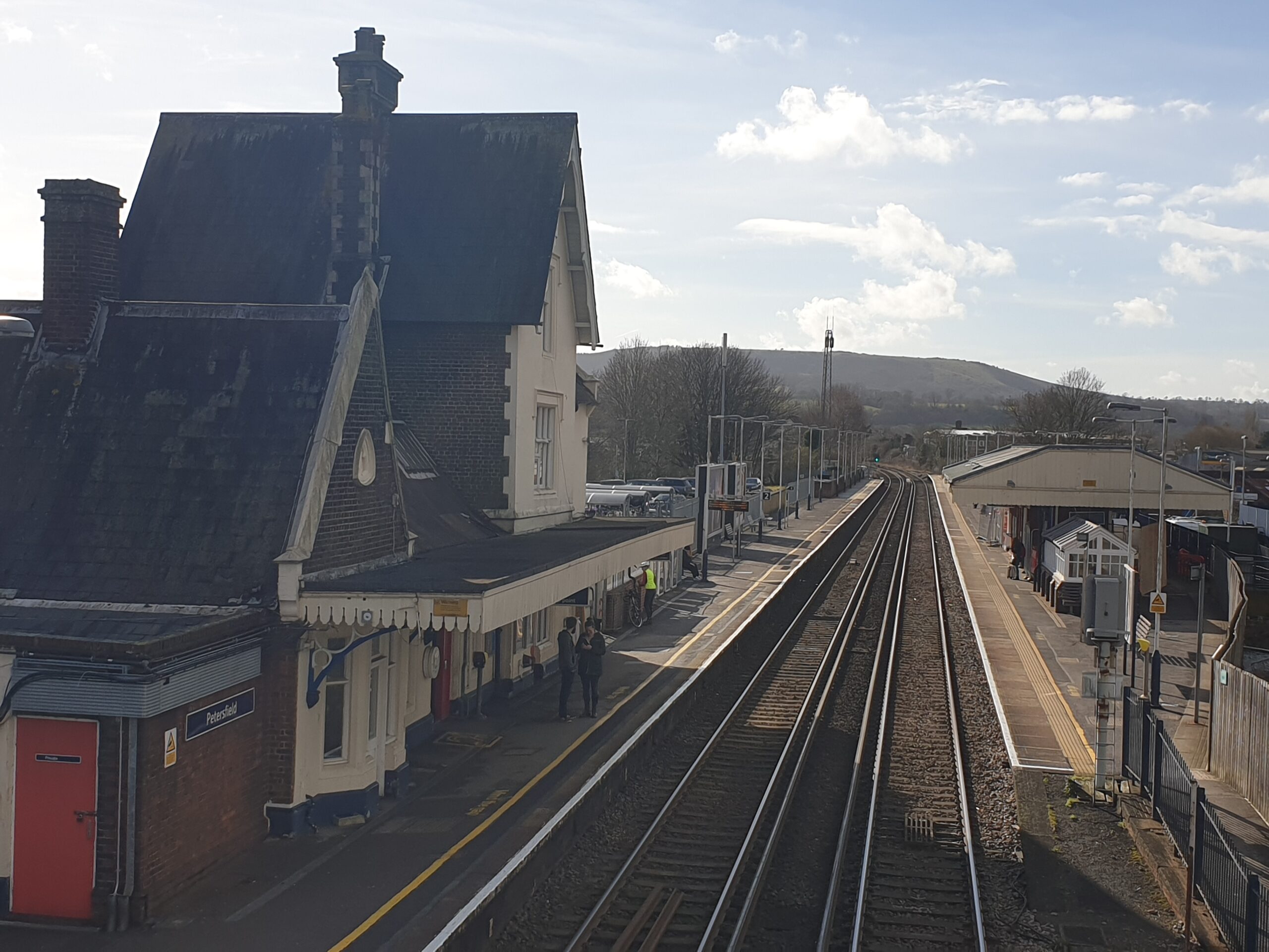 Looking at Petersfield Railway Station from the bridge