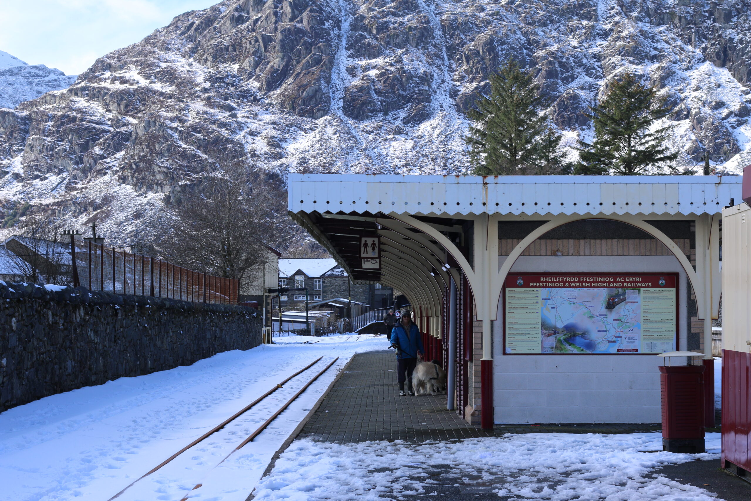 Blaenau Ffestiniog Station with a dusting of snow in the winter