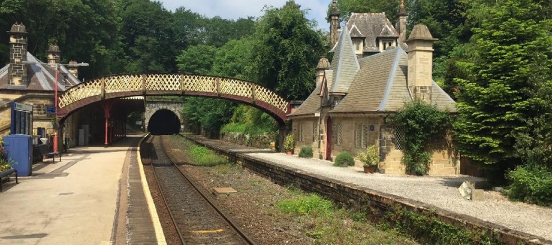 Station platform with stone building, Cromford