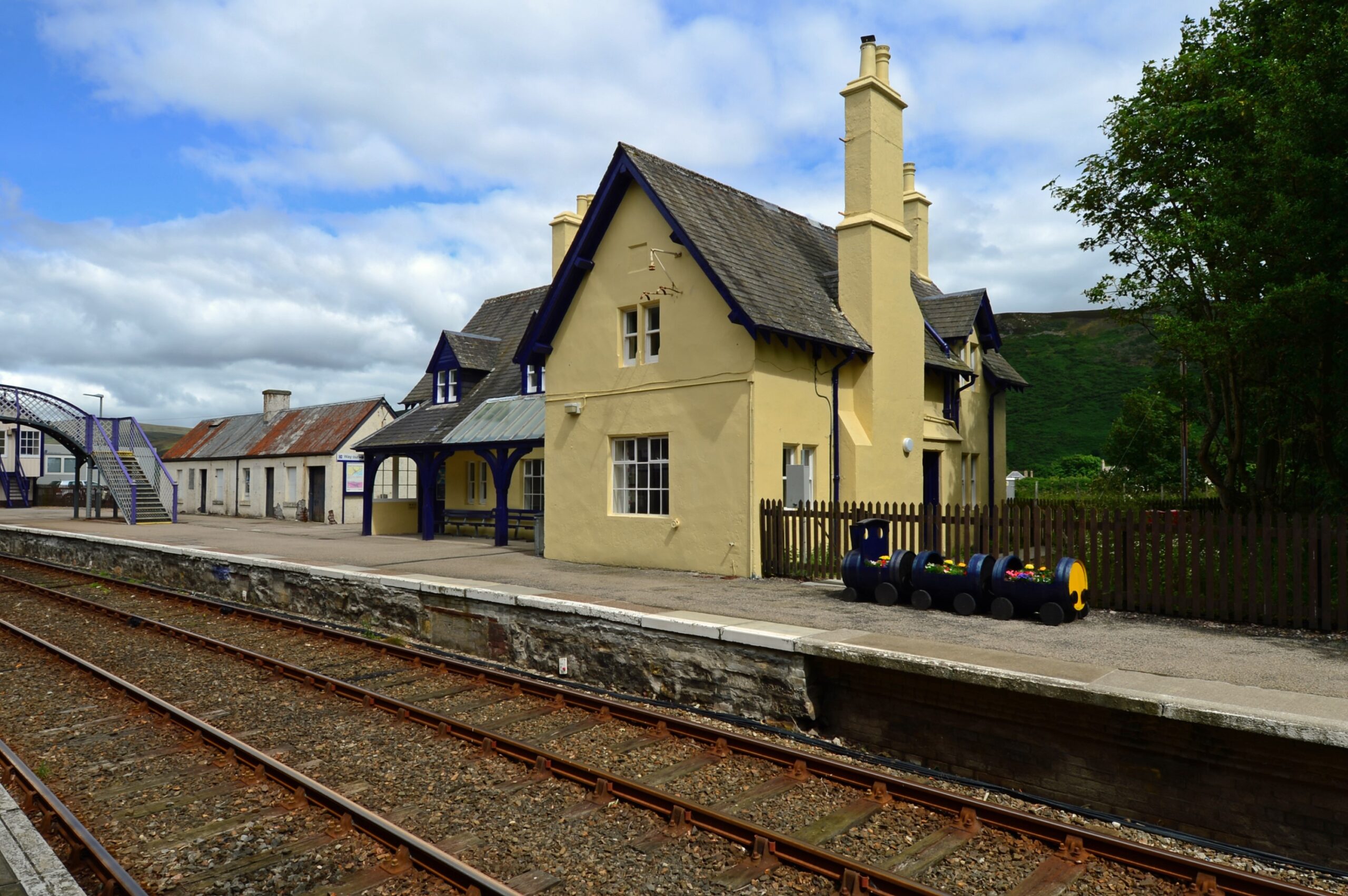 A restored station building at Helmsdale, on the Far North line, Scotland