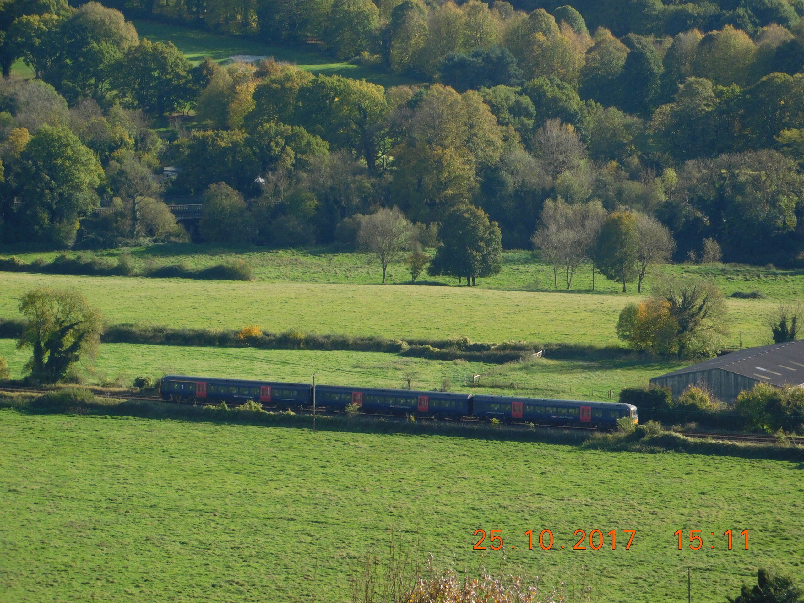 Train travelling along the North Downs Line