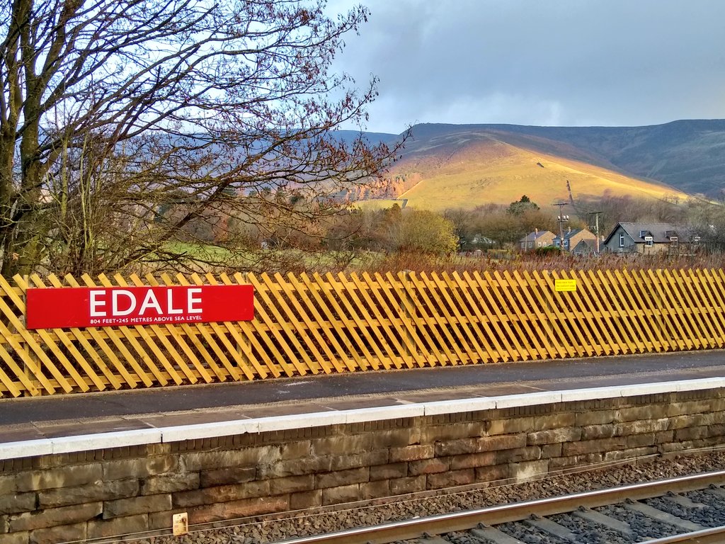 View from Edale Station over the Peak District fells