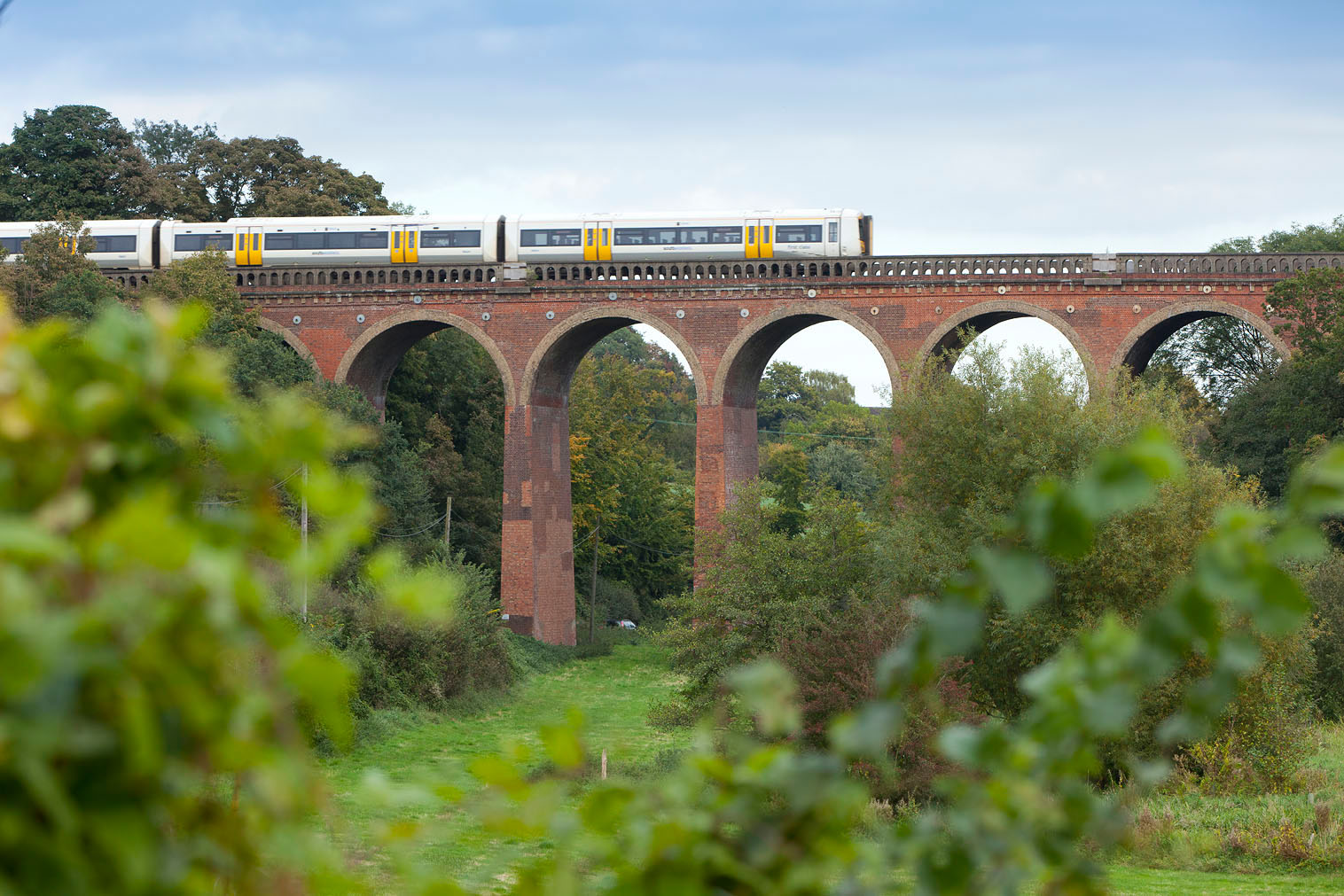 Darent Valley train crossing viaduct