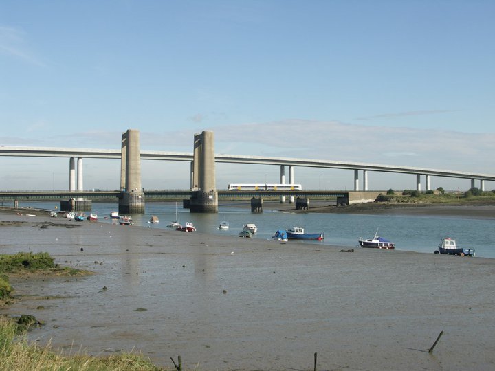 Kingsferry Bridge and Sheppey Crossing along the Swale Rail Line.