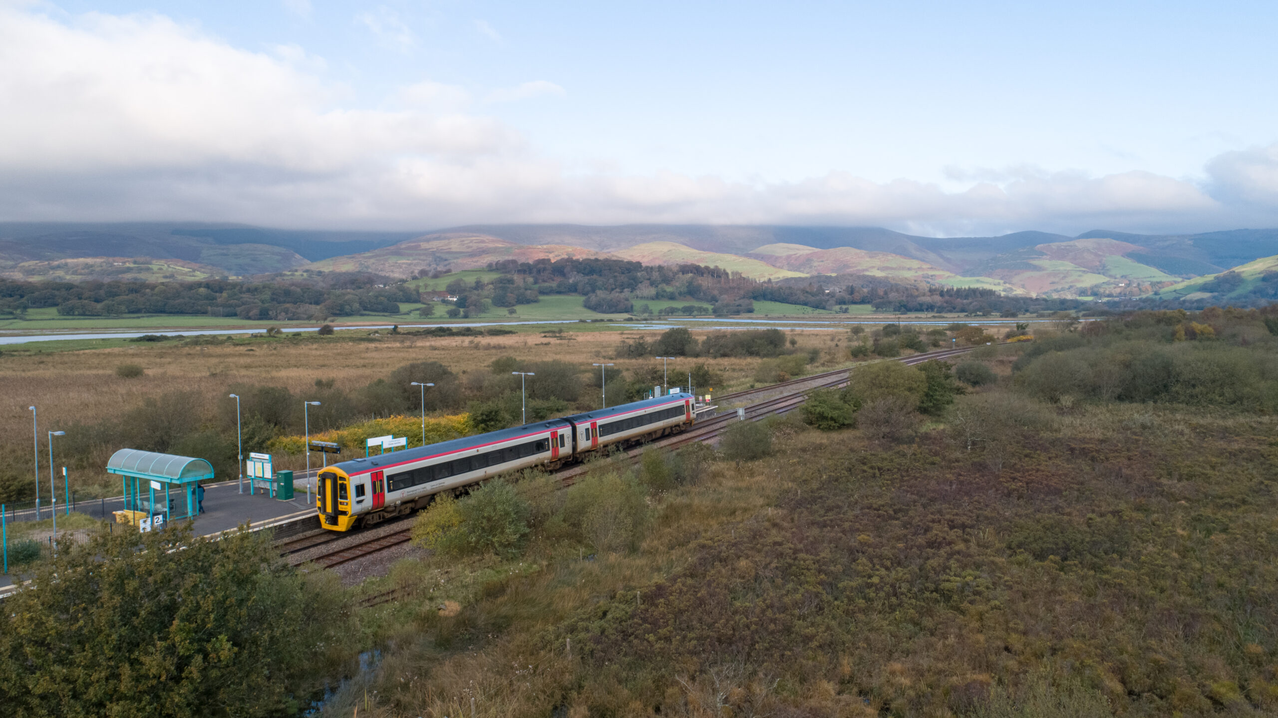 Cambrian Coast Line train with Welsh background