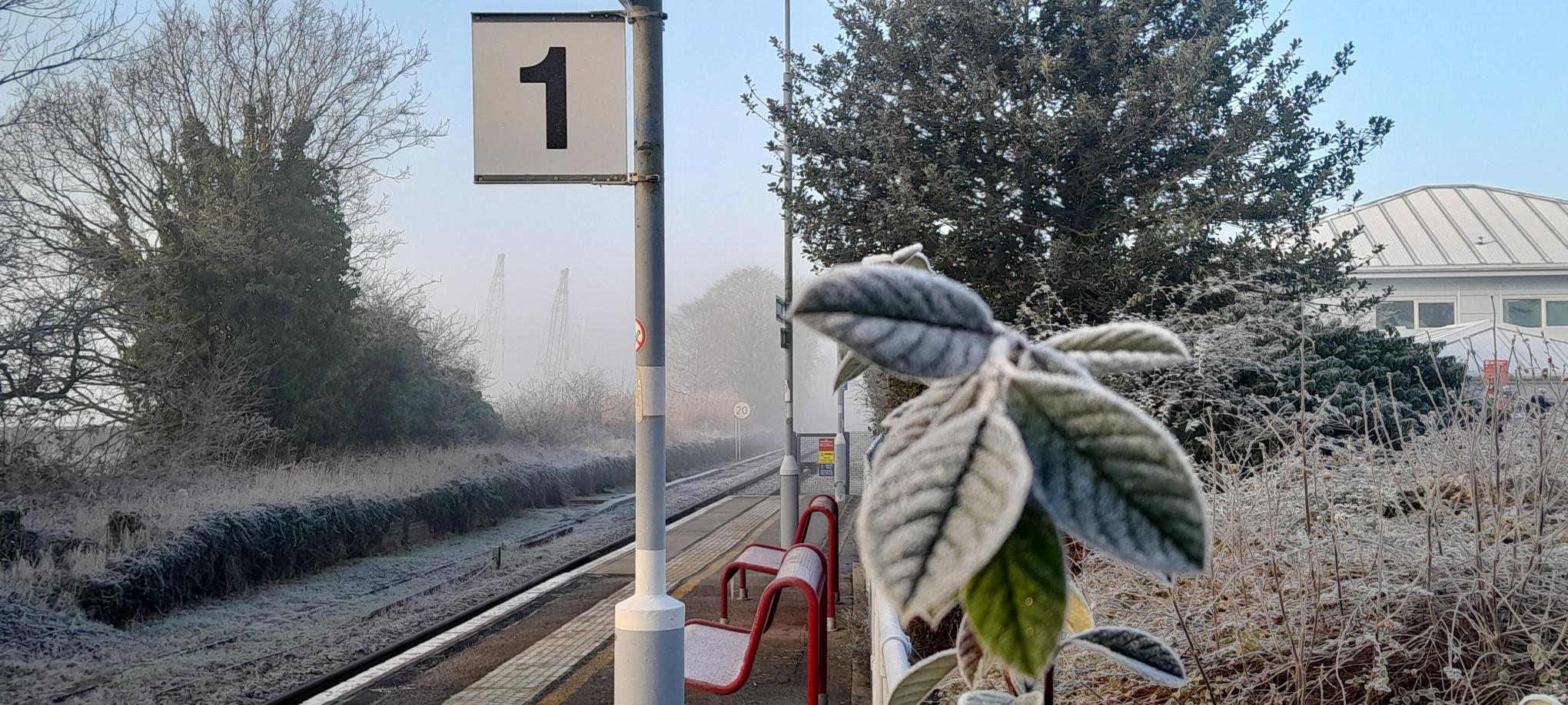 Melton Station platform covered in frost | Scenic Rail in Winter