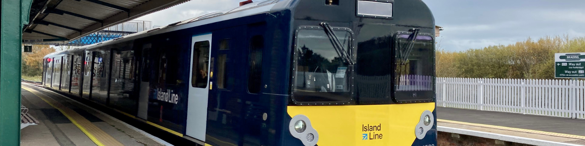 Island Line train at station, close up