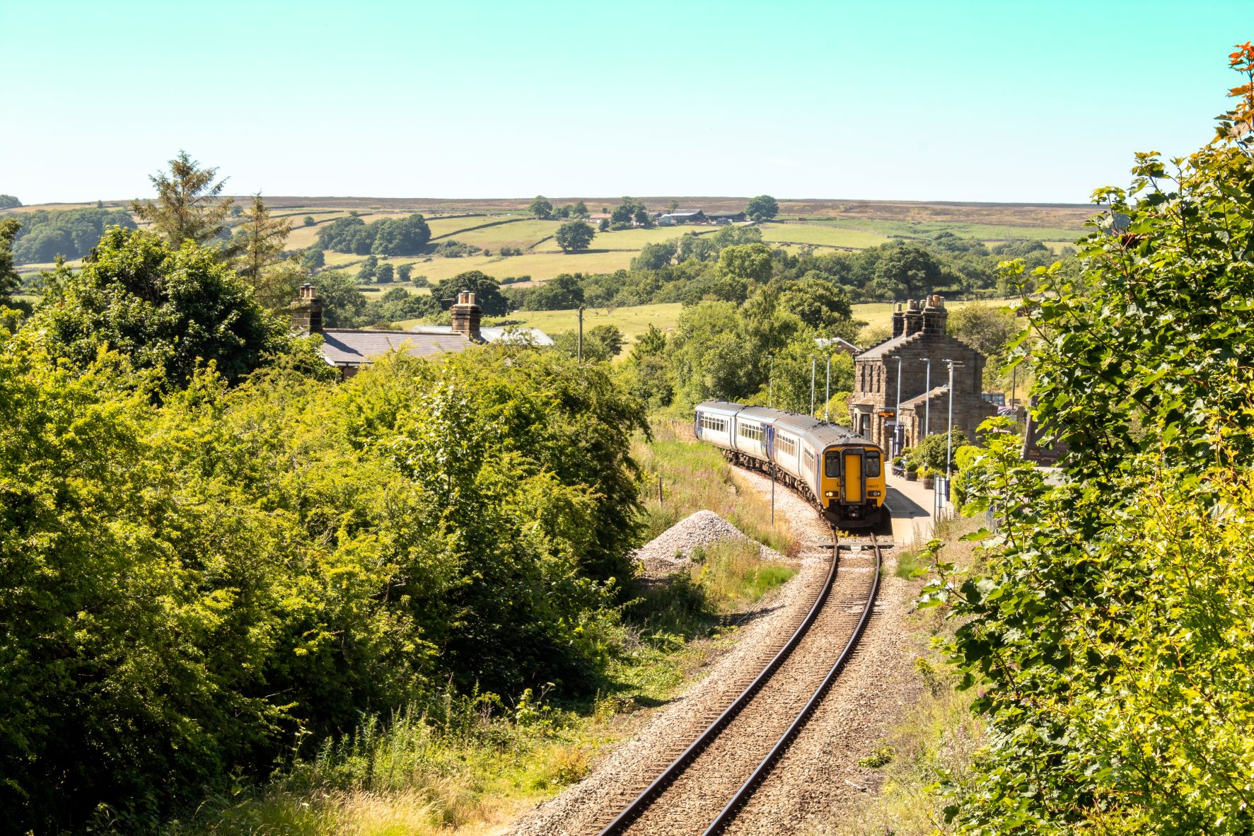 Lealholm Station and train in the sun