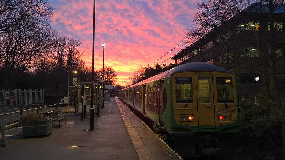 Abbey Line train in the sunset