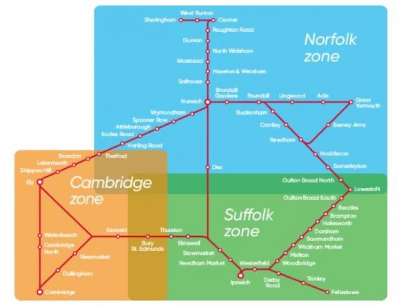 Greater Anglia - Anglia Plus map