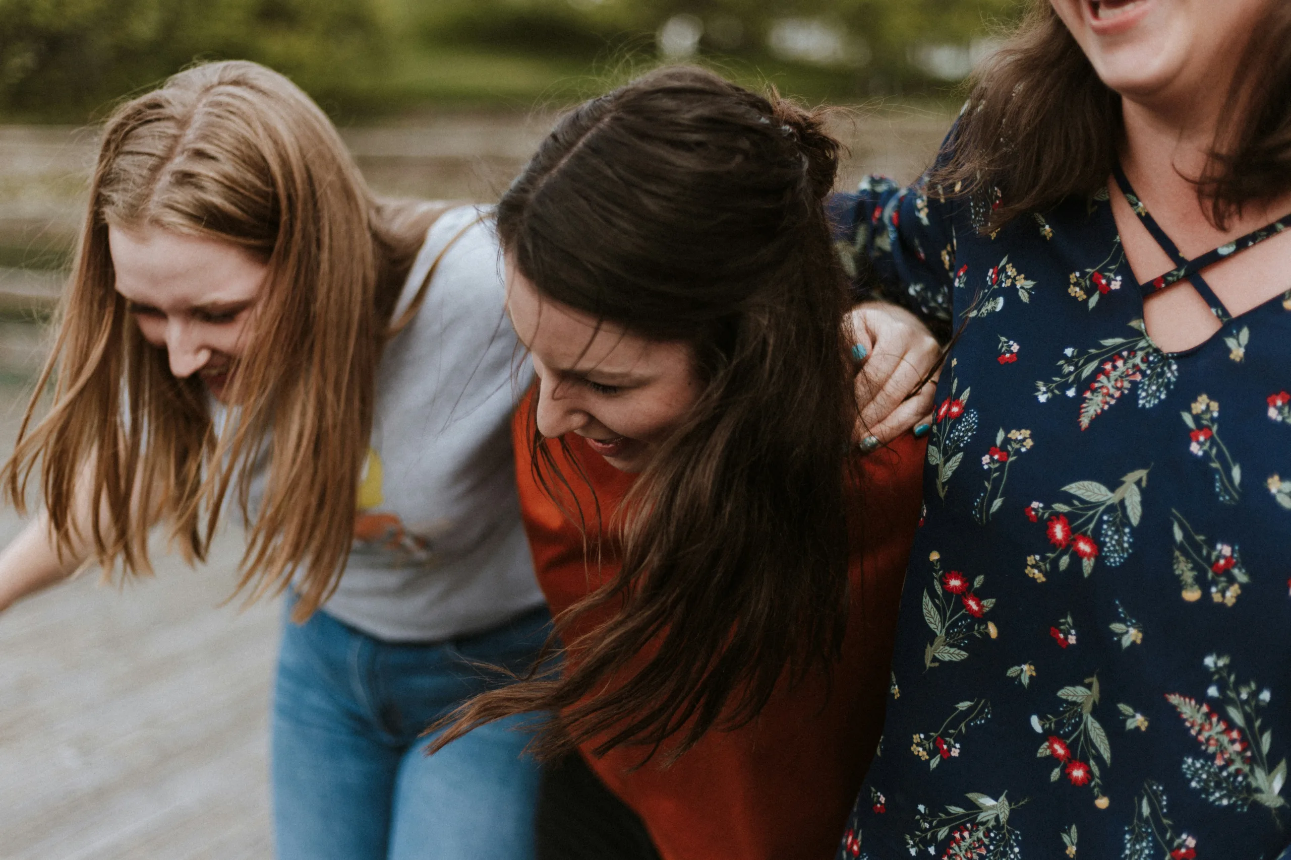People hugging and smiling having fun