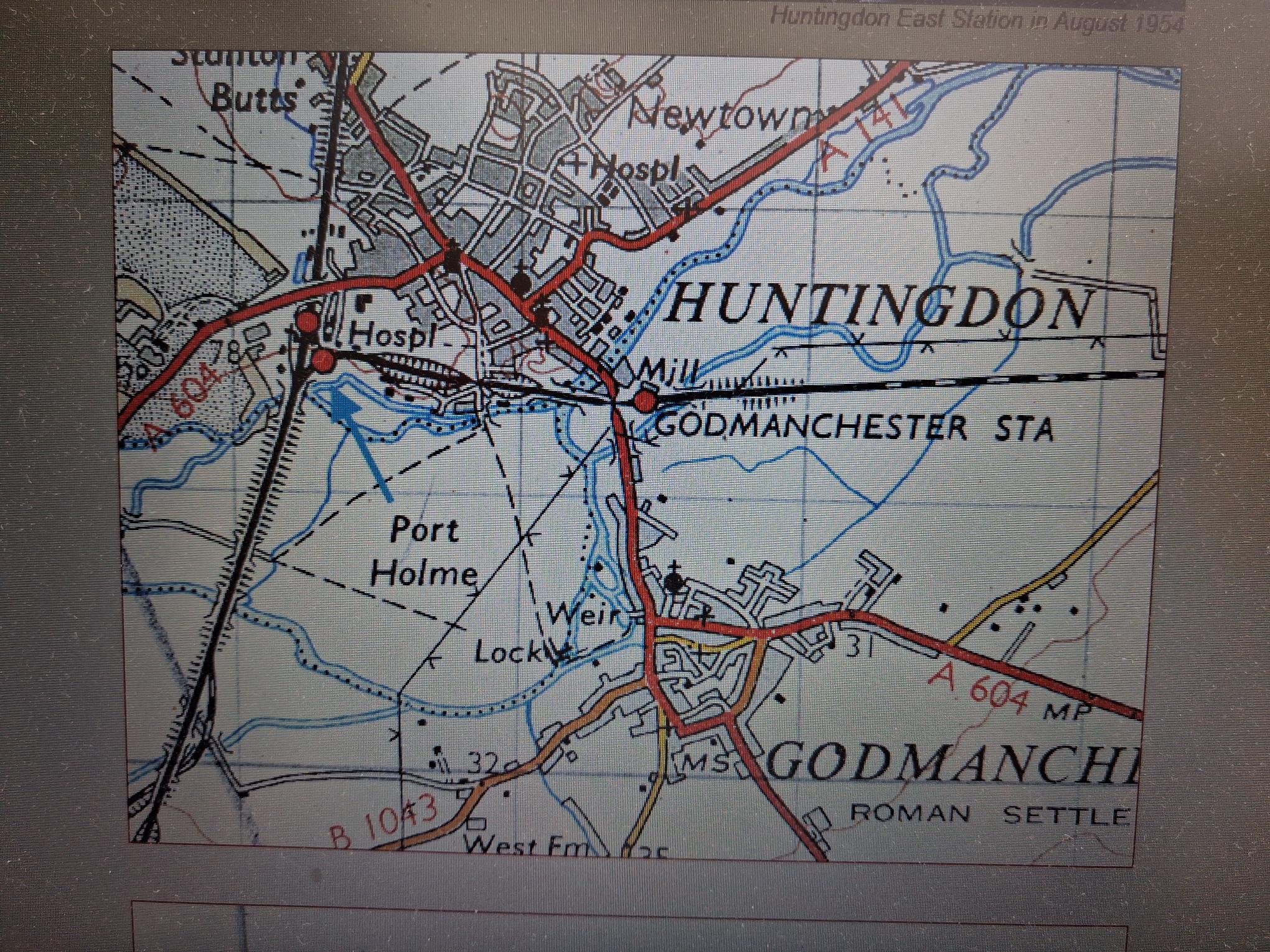 Graphic of an old Ordinance Survey map from 1946 depicting the original railway route.